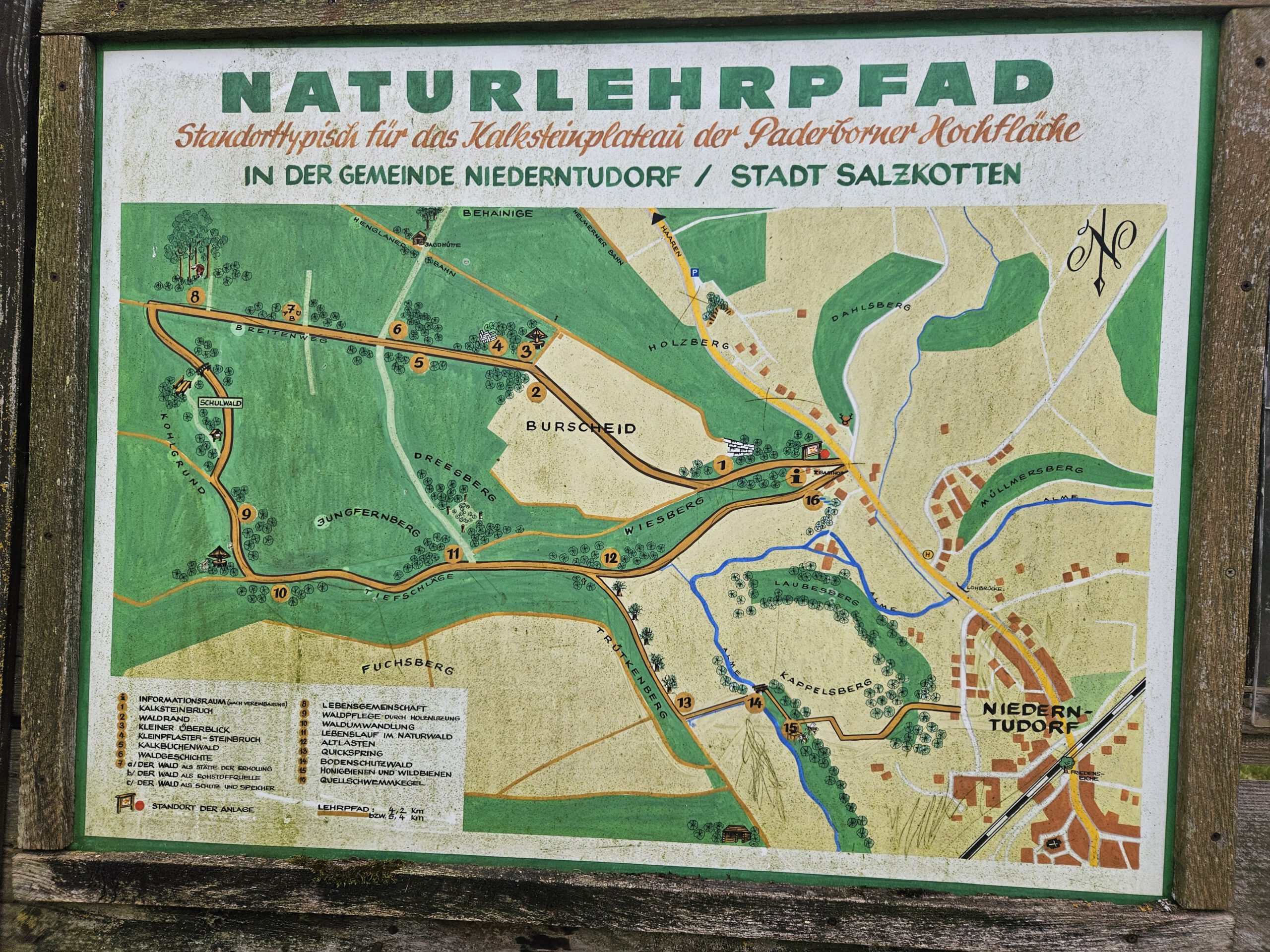 altes Schild des Naturlehrpfad