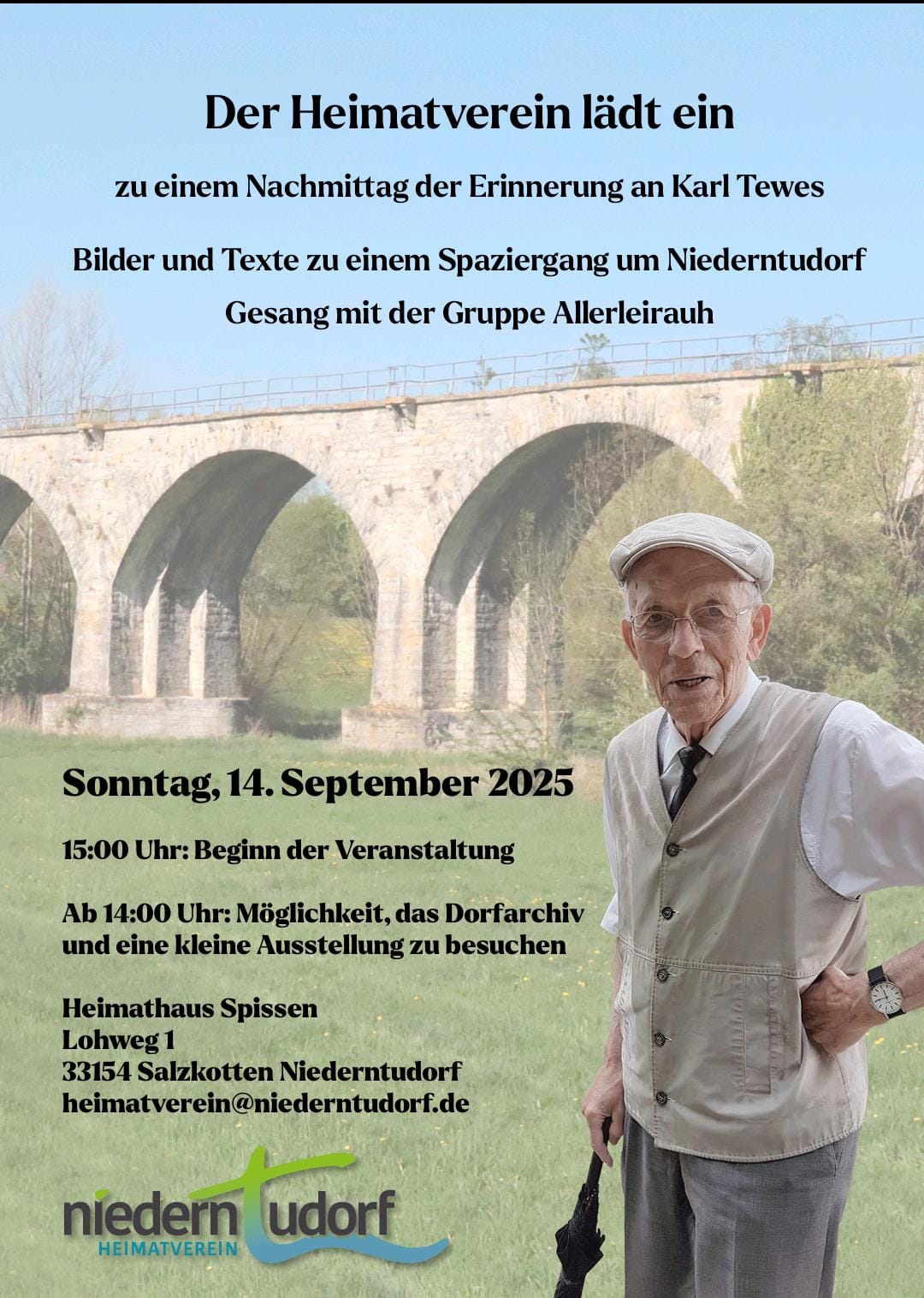 Plakat zum Nachmittag der Erinnerung an Karl Tewes vom 14. September 2025